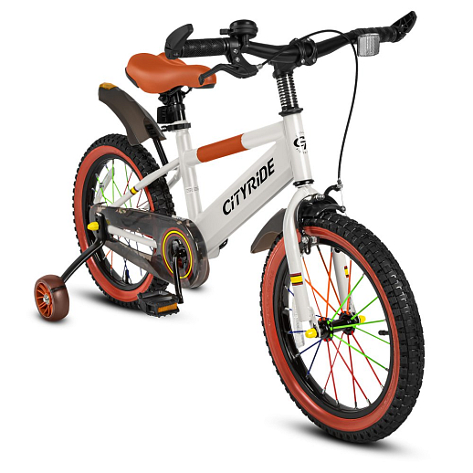Велосипед двухколёсный CITYRIDE, модель CR-B2-07F52, колеса 16", рама сталь, колеса сталь, балансирные колеса со светом, маячок в заднем крыле, цвет белый в Джамбо Тойз #6