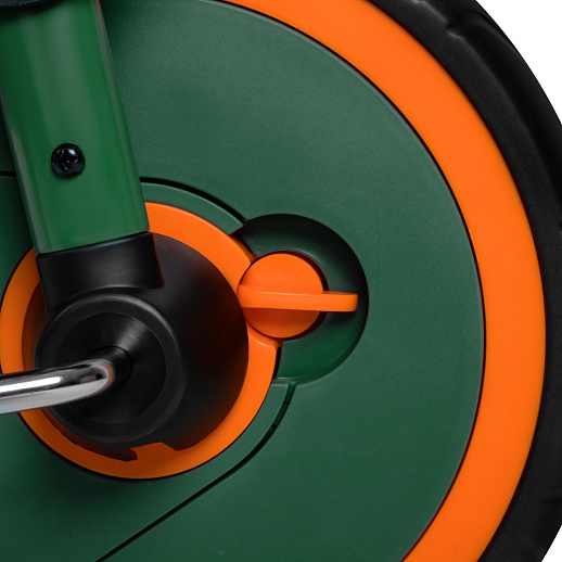 Детский 3хкол. велосипед ”CITYRIDE“ Рама сталь, наклонный руль из магнезия, колясочная крыша, ручка управления с подстаканником, 2 корзины. Колеса EVA 10/8, подножки, тормоза, бампер безопасности. Оранжево-зеленый. в Джамбо Тойз #13