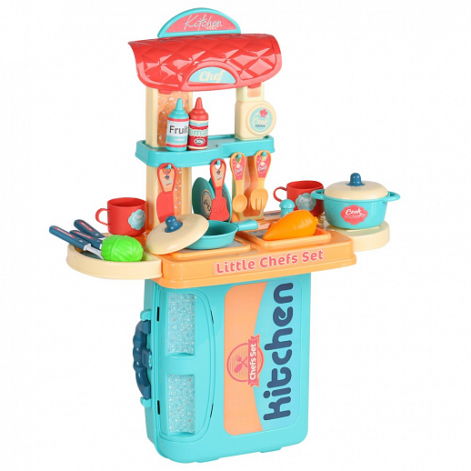 Игровой набор Кухня детская игровая, в компл. 20 предметов (продукты, посуда,стол.приборы), цв. голуб., в чемод. 27*10*21 см в Джамбо Тойз #5