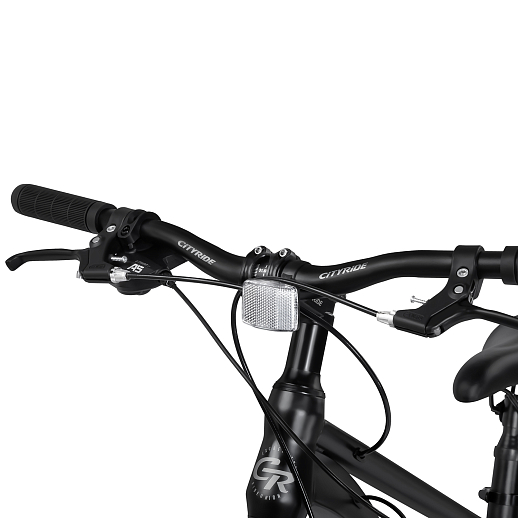 Велосипед CITYRIDE 24", модель CR-B2-SH03, рама сталь, обода двойные алюминий, трансмиссия 1*9 ск, амортизационная вилка, дисковые мех. тормоза цвет чёрный в Джамбо Тойз #6
