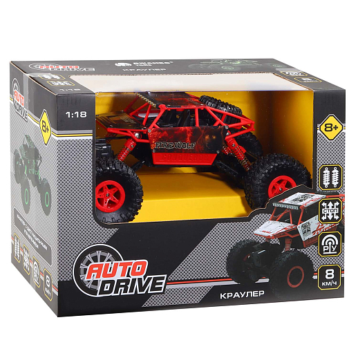 Машинка на радиоуправлении Краулер AUTODRIVE, 1:18, 2.4G, 4WD, с зарядкой, 5 каналов: вперед/назад, повороты, преодоление препятствий, цвет красный, в/к 32*18*23см в Джамбо Тойз #2