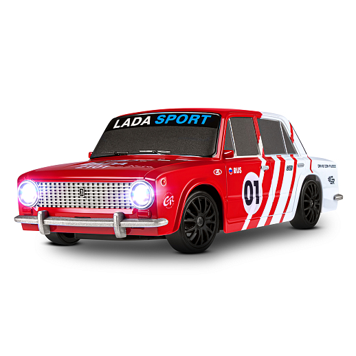 AUTODRIVE Р/У Машина для дрифта LADA 2101,М1:24,2.4GHz,4WD,свет фар,4 доп.колеса,конусы,с аккум.,цв. красный с белыми акцентами,в/к 24*10,3*23,7см в Джамбо Тойз #6