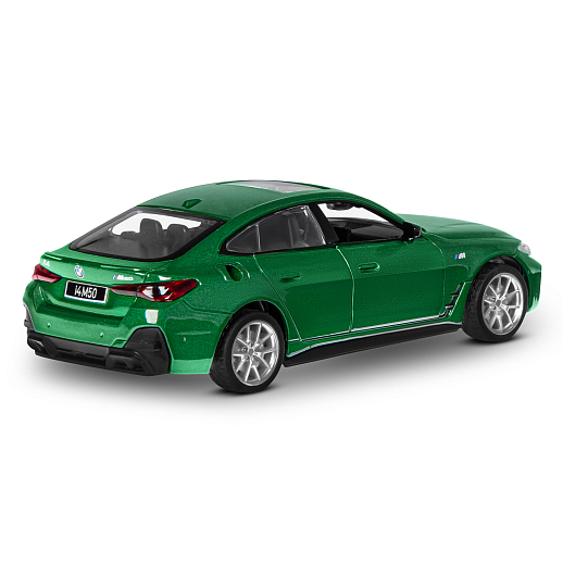 Машинка металлическая 1:34 BMW I4 M50 с зарядной станцией, зеленый, свет, звук, откр. двери и капот, инерция, в/к 20,6*9,*9 см в Джамбо Тойз #13