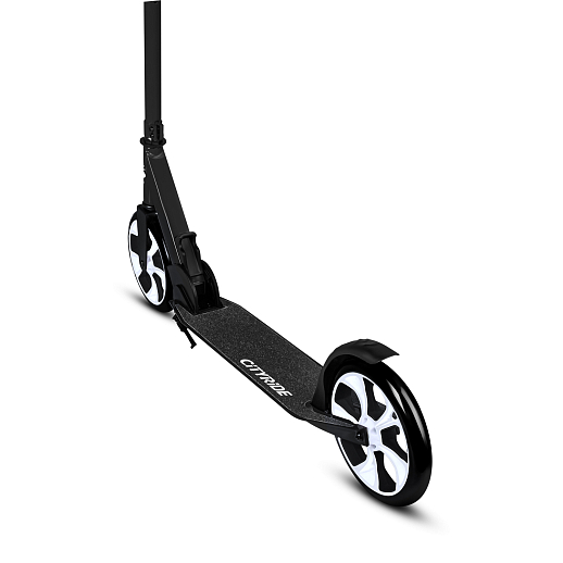 Двухколесный самокат CITYRIDE 200, ал. 50/50%, t-bar сталь, грипсы 135мм TPR, колеса PU 200/200, 86A, подножка, abec 9, черный в Джамбо Тойз #7