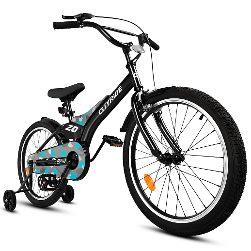 Детский велосипед "Cityride REVO" -рама сталь, кожух цепи 100%, диски алюм. 20, втулки сталь, покрышки 2,125, страх. колеса, руль сталь. штем сталь, задние ножные тормоза, передний V-brake , звоночек, крылья пластик, отражатели пер/зад на спицах. в Джамбо Тойз #4