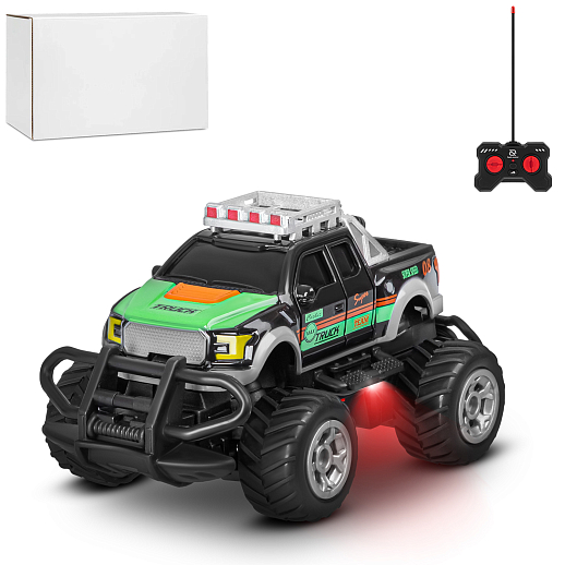 Р/У внедорожник 14см, 4 канала, подсветка днища, цвет черный с зелен.принтом, в/к 10,7*9,5*26см в Джамбо Тойз