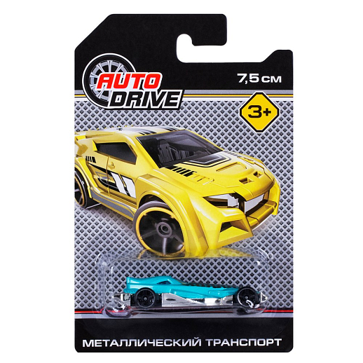 AUTODRIVE Машинка металлическая, свободный ход колес, размер машинки 3,2*7,5*2 см, блистер 10,7*16,5*3 см в Джамбо Тойз #2