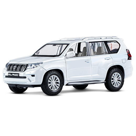 ТМ "Автопанорама" Машинка металлическая, 1:24,  Land Cruiser Prado, белый, открываются двери, капот и багажник, свободный ход колес, световые и звуковые эффекты, в/к 24,5х12,5х10,5 см в Джамбо Тойз #2