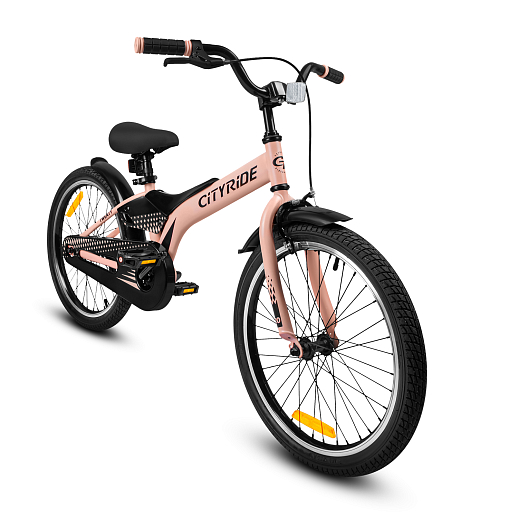Детский велосипед "Cityride REVO", модель CR-B2-05, рама сталь, кожух цепи 100%, обода алюм. 20", втулки сталь, покрышки 2,125, подножка, руль сталь. вынос сталь, задние ножные тормоза, передний клещевой, крылья пластик, отражатели пер/зад и на спицах, цвет розовый в Джамбо Тойз