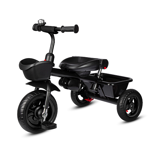 Детский 3хкол. велосипед ”CITYRIDE“ Рама сталь, колясочная крыша, ручка управления с подстаканником, корзина. Колеса EVA 10/8, подножки-педали. Бампер безопасности. Тормоз на задних колесах. Черный в Джамбо Тойз #3