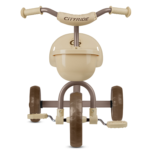 Детский трехколесный велосипед "CR" на пласт. колесах 8,5"/7 в/к.Корзинка спереди, мягкий бампер. Цвет: бежевый в Джамбо Тойз #2