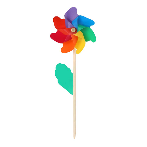 Ветерок, деревянная палочка 40см + цветок 18cм, 1 вид (однотонные лепестки), 6шт в упак в Джамбо Тойз #3
