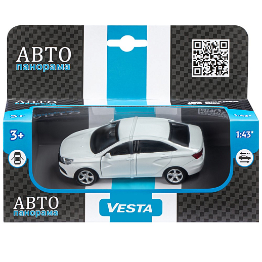 ТМ "Автопанорама" Машинка металлическая 1:43, LADA VESTA белая, откр. 2 двери., инерция в Джамбо Тойз #4