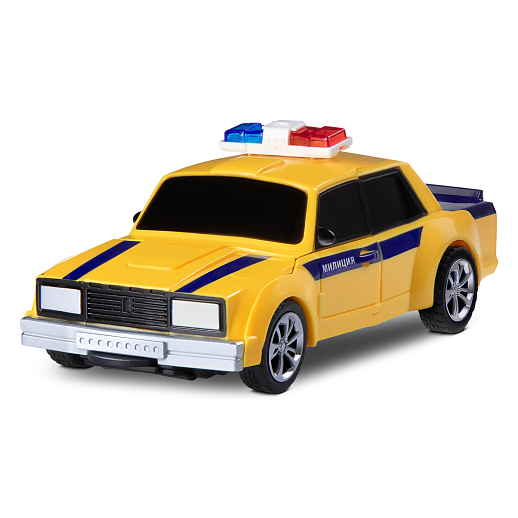 AUTODRIVE_LADA 2105_Милиция,машинка-робот фрикционная,13,5см,одной кнопкой трансформируется в робота,цвет желт.,в/к 13,5*6,5*5,5 см в Джамбо Тойз #2