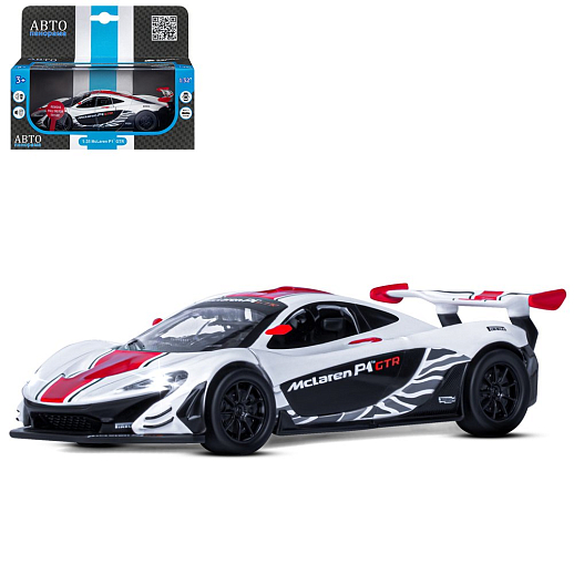 ТМ "Автопанорама" Машинка металлическая 1:31 Mclaren P1™ GTR, белый, откр. двери, свет, звук, инерция, в/к 18*13,5*9 см в Джамбо Тойз