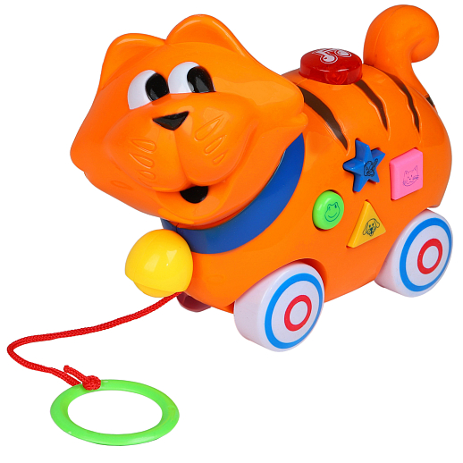 Каталка-игрушка музыкальная "Котик" ТМ "Smart Baby", на веревочке, мелодии В. Шаинского, учим фигуры, животных, в/к 16,5*20,5*9 см в Джамбо Тойз #3