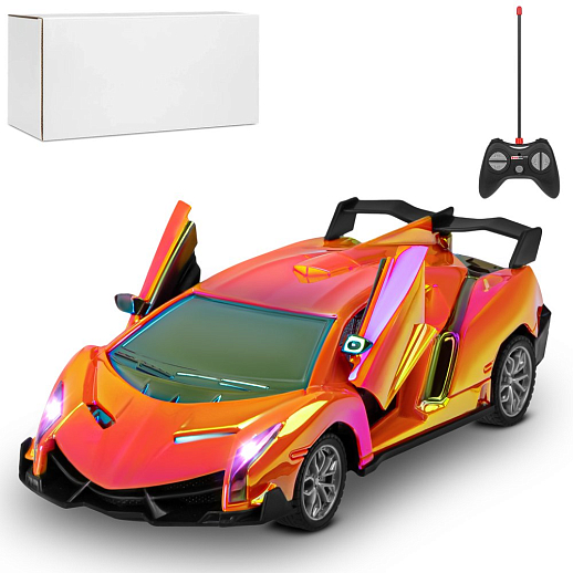 Р/У машинка 1:24,5 каналов,двери откр. с пульта,свет,цвет оранжевый бензин,в/к 30,3х7,7х12см в Джамбо Тойз