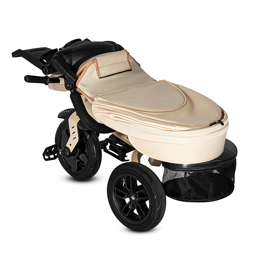 Детский трехколесный велосипед "CITYRIDE LUNAR 2.0". Пятиугольная рама, сиденье 360, складная крыша D600, подножки, надув.колеса 12/10, багажник, сумочка, фара. Цвет бежевый в Джамбо Тойз #8