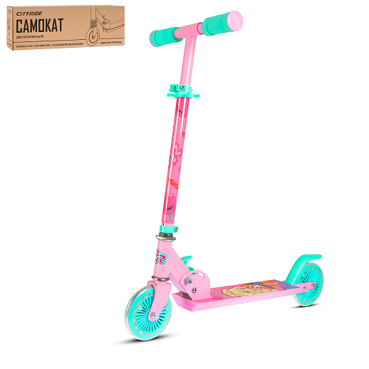 2хкол. самокат CITYRIDE Мила 120MM, 100% сталь, мягкие грипсы 95мм, розовый-мятный в Джамбо Тойз