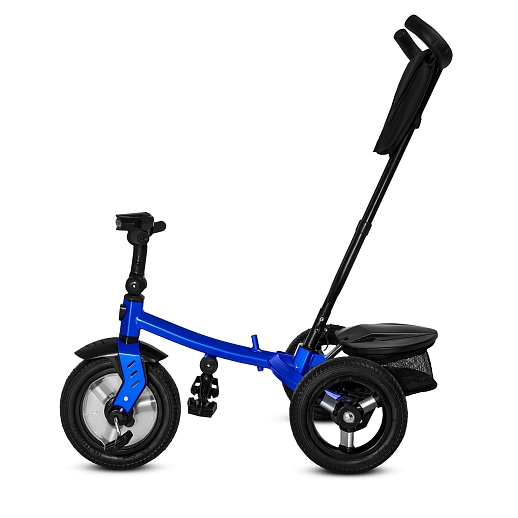 Детский 3хкол. велосипед "CITYRIDE". Пятиугольная рама, сиденье 360, складная крыша D600, подножки, резиновые колеса 12/10, багажник, сумочка, фара, синий в Джамбо Тойз #8