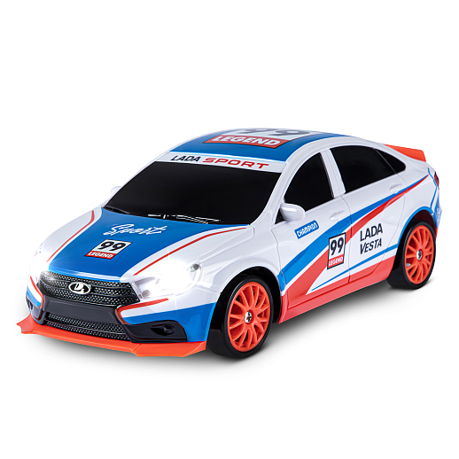 AUTODRIVE Р/У Машина для дрифта Lada Vesta,М1:24,2.4GHz,4WD,свет фар,4 доп.колеса,конусы,в компл. 2 аккум.,USB кабель,цвет триколор,в/к 24,1*10,3*23,7см в Джамбо Тойз #9