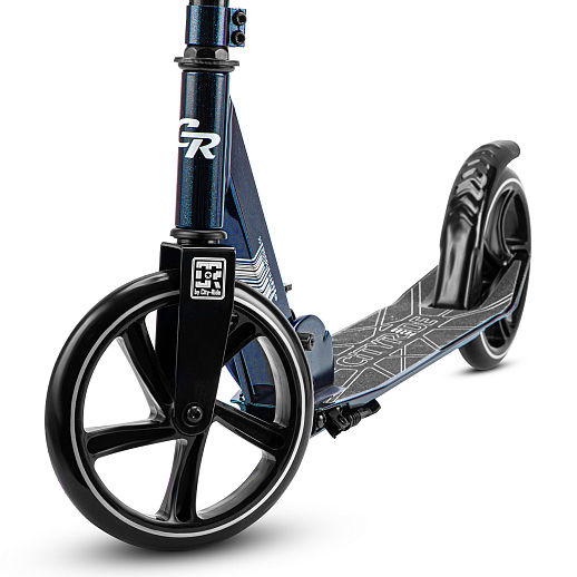 Двухколесный самокат CITYRIDE 200, ал. 50/50%, t-bar сталь, грипсы 135мм TPR, колеса PU 200/200, 86A, подножка, abec 9, цвет Хамелеон в Джамбо Тойз #4