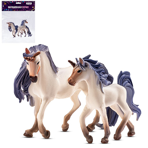 ТМ "КОМПАНИЯ ДРУЗЕЙ", серия "Животные планеты Земля", набор "Единорог и жеребенок", сиреневый, в/п 18*15*4 см в Джамбо Тойз