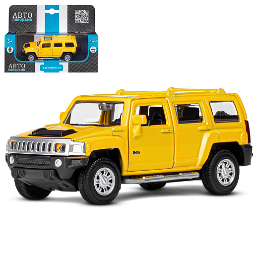 ТМ "Автопанорама" Машинка металлическая 1:43  Hummer H3, желтый, откр. двери, инерция, в/к 17,5*12,5*6,5 см в Джамбо Тойз