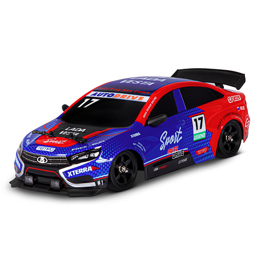 AUTODRIVE Р/У Машина для дрифта LADA Vesta с паром,1:16,2.4GHz,4WD,запасн.колеса 4шт.,свет,с аккум,в/к 31*15*15см в Джамбо Тойз #9