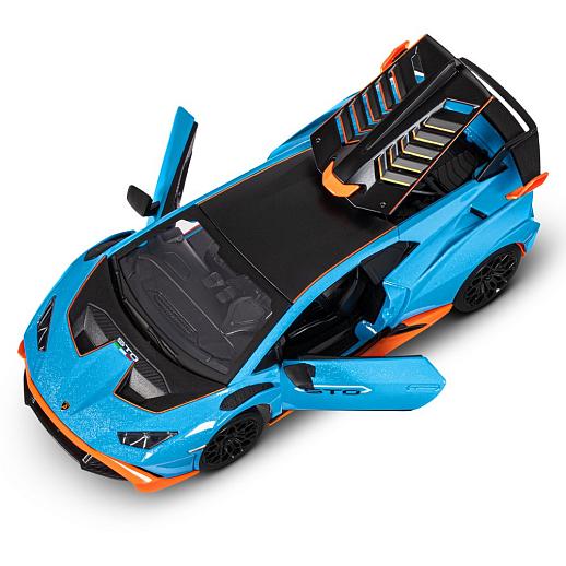 ТМ "Автопанорама" Машинка металлическая, 1:32 Lamborghini STO, голубой, принт, откр. двери и багажник, свет, звук, инерция, в/к 17,5*12,5*6,5 см в Джамбо Тойз #15