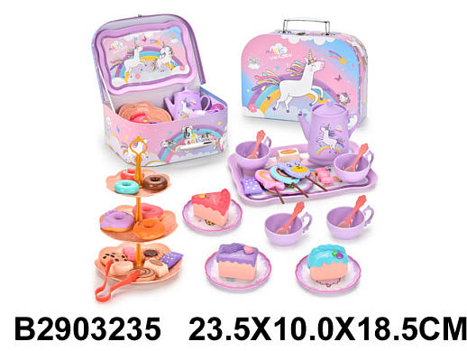 Игровой набор "Чаепитие" в чемоданчике с единорогом, в/к 23,5*10*18,5 см в Джамбо Тойз #2