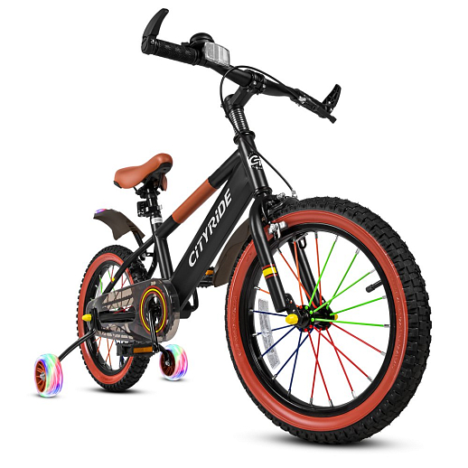 Велосипед двухколёсный CITYRIDE, модель CR-B2-07F52, колеса 16", рама сталь, колеса сталь, балансирные колеса со светом, маячок в заднем крыле, цвет чёрный в Джамбо Тойз #10