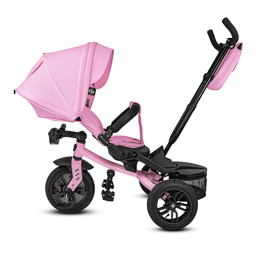 Детский трехколесный велосипед "CITYRIDE LUNAR 2.0". Пятиугольная рама, сиденье 360, складная крыша D600, подножки, надув.колеса 12/10, багажник, сумочка, фара. Цвет розовый в Джамбо Тойз #5