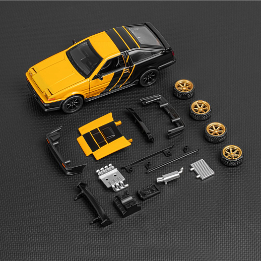 Машинка металлическая 1:37 Toyota Sprinter Trueno (AE86), желтый, тюнинг, откр. двери, свободный ход колес, в/к 23,5*10*4 см в Джамбо Тойз #11