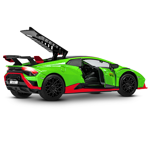 ТМ "Автопанорама" Машинка металлическая, 1:32 Lamborghini STO, зеленый, принт, откр. двери и багажник, свет, звук, инерция, в/к 17,5*12,5*6,5 см в Джамбо Тойз #19
