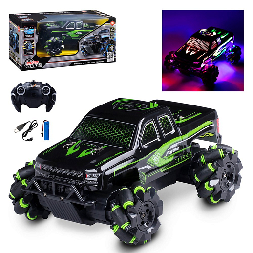 AUTODRIVE Р/У внедорожник, 3D-подсветка, М1:15, 2.4GHz, 4канала, движение боком, вращение 360, в/к 32,5*18*15,5см в Джамбо Тойз