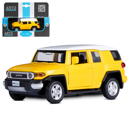 ТМ "Автопанорама" Машинка металлическая 1:43 Toyota FJ Cruiser, желтый, откр. двери, инерция, в/к 17,5*12,5*6,5 см в Джамбо Тойз