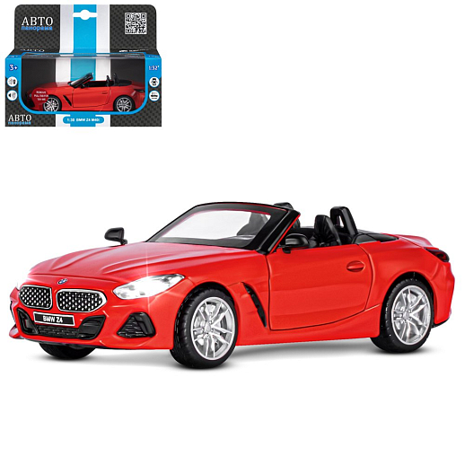 ТМ "Автопанорама" Машинка металлическая 1:30 BMW Z4 M40i, красный, свет, звук,откр. двери, инерция, в/к 17,5*12,5*6,5 см в Джамбо Тойз