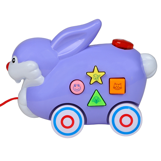 Каталка-игрушка музыкальная "Зайчик" ТМ "Smart Baby", на веревочке, мелодии В. Шаинского, учим фигуры, животных, в/к 16,5*20,5*9 см в Джамбо Тойз #4