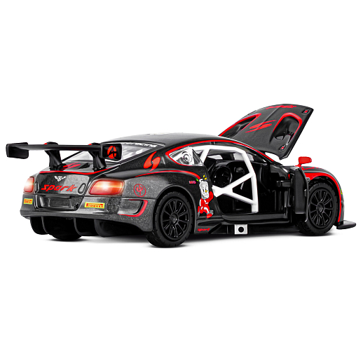 ТМ "Автопанорама" Машинка металлическая 1:32 Bentley Continental GT3, черный, свет, звук, откр. двери и капот, инерция, в/к 17,5*13,5*9 см в Джамбо Тойз #17