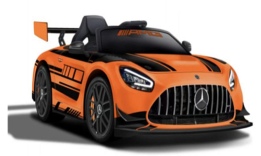 Электромобиль Mercedes Benz GT3 на аккум.,12V/4.5AH*1, 390*2, Р/У 2.4GHz, свет, звук, сиденье эко-кожа, колеса EVA,откр.двери,индик.зарядки, BLUETOOTH аудио, плавн.старт, в/к 116*66*44см. Цвет - оранжевый. в Джамбо Тойз