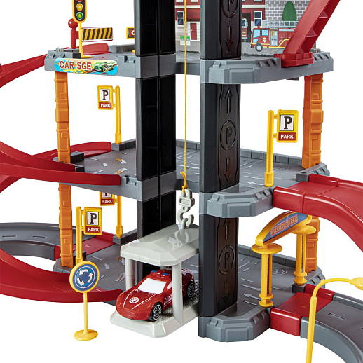 Парковка "Пожарная" с лифтом, свет, звук, ручной механизм лифта, в компл. машинки, вертолет, на бат., в/к 45*6,5*31см в Джамбо Тойз #8