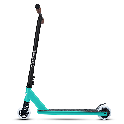 Трюковый самокат CITYRIDE TEMPO, T-bar сталь 50*52см, дека алюм.49*9,5см, колеса PU 86A 100мм, пластик диск, вилка резьб., хомут 4б., цвет Бирюзовый  в Джамбо Тойз #4