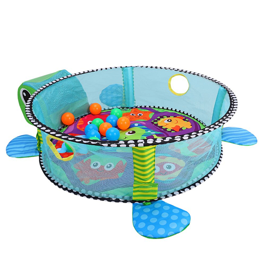 Детский развивающий коврик "Черепаха", высокие бортики, мягкие дуги и подвески, 12 шариков в комплекте,  46*11*43 см в Джамбо Тойз #13