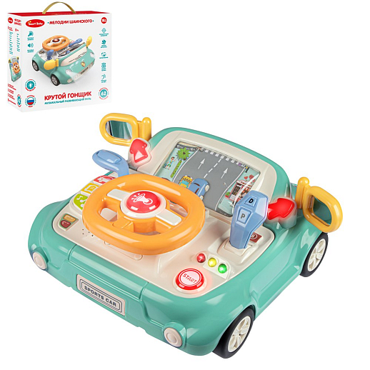 ТМ "Smart Baby" Руль, свет, Шаинский, русская озвучка, цвет зеленый, в/к 29,7х13х27,5 см в Джамбо Тойз