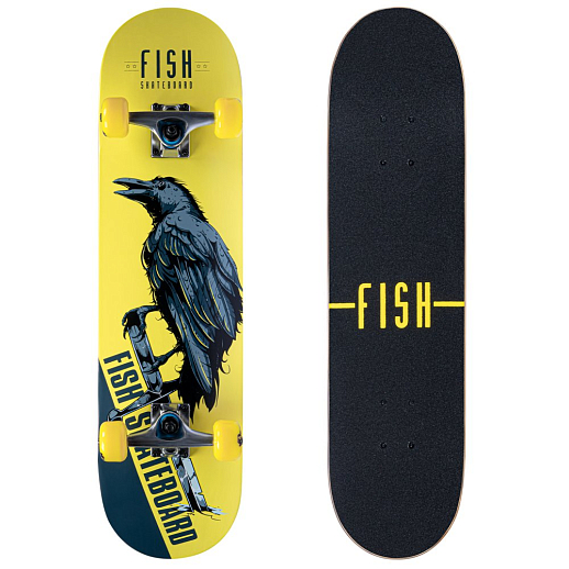 Скейтборд Fish, дека клен 9 сл., размер 31"*8", колеса: 54*36мм 85А, PU, ABEC-7 карбон в/п в Джамбо Тойз