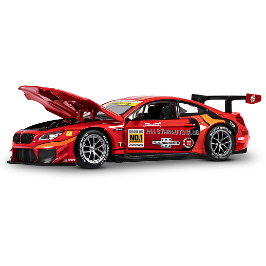 ТМ "Автопанорама" Машинка металлическая, 1:24 BMW M6 GT3, красный, откр. двери и капот, свет, звук, свободный ход колес, в/к 24,5х12,5х10,5 см в Джамбо Тойз #8