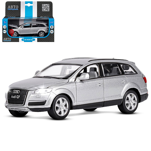 ТМ "Автопанорама" Машинка металлическая 1:32 Audi Q7, серебряный, свет, звук, откр. двери капот и багажник, инерция, в/к 17,5*13,5*9 см в Джамбо Тойз