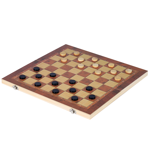 Настольная игра "3в1 - Шахматы, шашки, нарды", дерево, размер доски 39х39 см, в/к 39.7х20.3х4.5 см в Джамбо Тойз #4