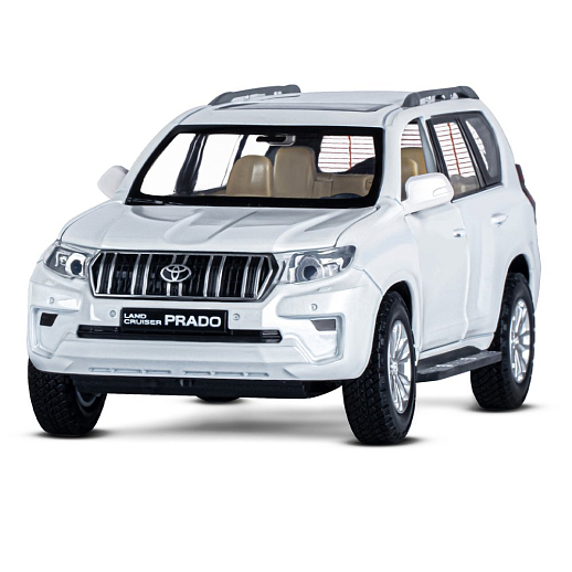 ТМ "Автопанорама" Машинка металлическая, 1:24,  Land Cruiser Prado, белый, открываются двери, капот и багажник, свободный ход колес, световые и звуковые эффекты, в/к 24,5х12,5х10,5 см в Джамбо Тойз #5